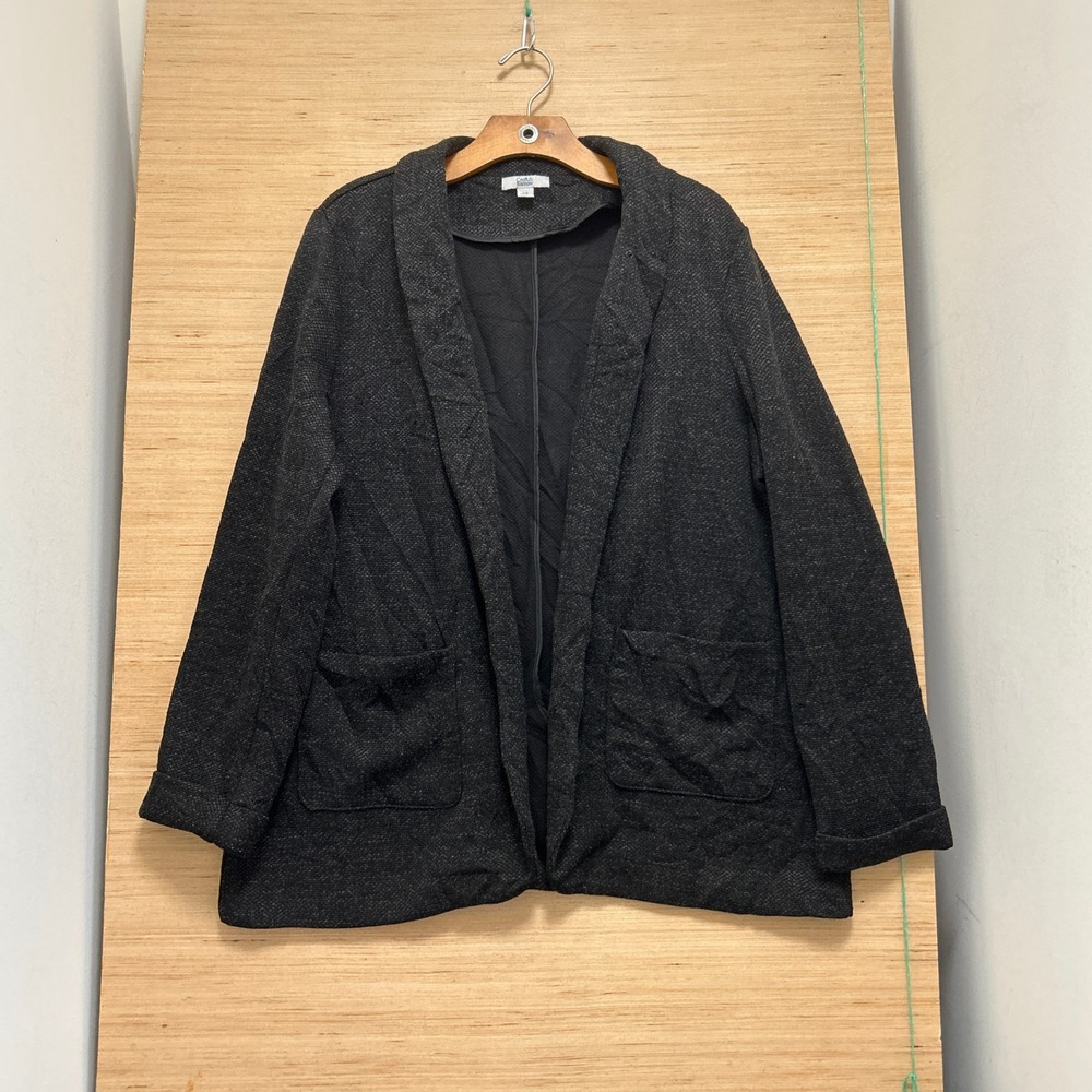 Croft & Barrow Womens XXL Charcoal Gray Textured Knit Open Front Blazer Cardigan